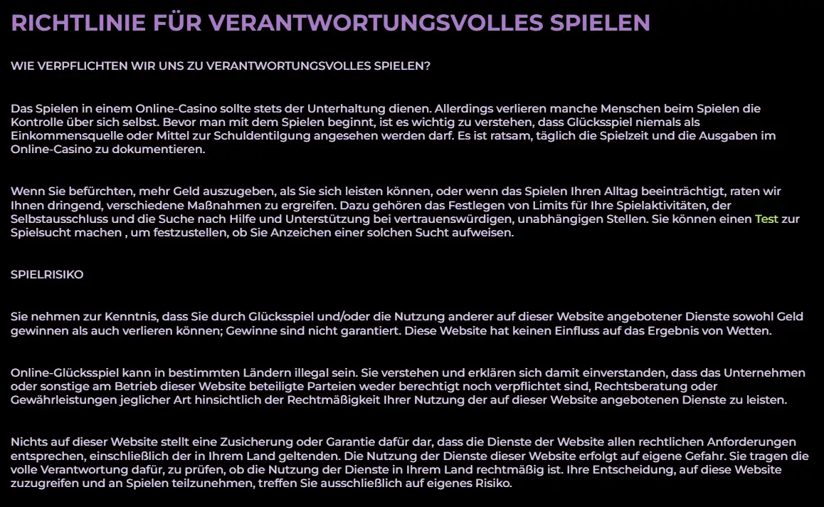 Playzini Richtlinie für verantwortungsvolles Spielen mit Hinweisen zu Spielrisiken und Selbstkontrolle
